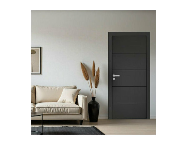 Bloc porte prépeint MDF/epicéa 83 cm poussant droit SLOT - Brico Dépôt