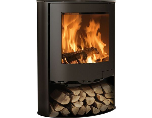Poêle à bois 6,7KW  noir mat, double combustion, TAHOE avec rangement intégré - Panadero - Brico Dépôt