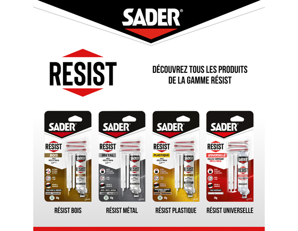 Colle réparation plastique transparente époxy bi-composant 10 g - Sader - Brico Dépôt