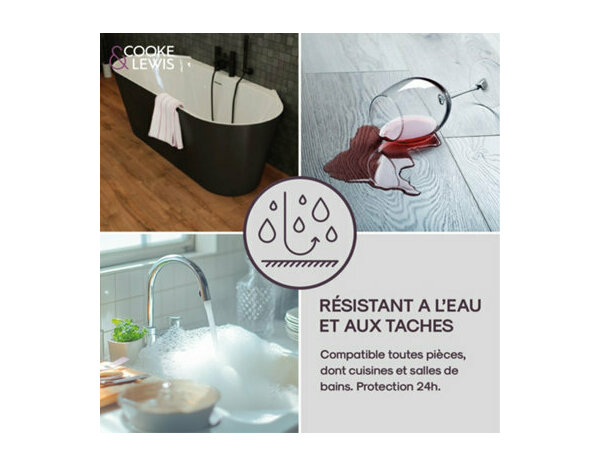 Sol stratifié à clipser 8 mm gris effet chêne naturel MINA GRIS WP - 138,3 x 19,3 cm" - Cooke and Lewis - Brico Dépôt