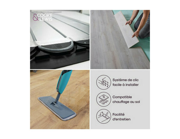 Sol stratifié à clipser 7 mm AC3 chêne naturel mat CIANA NAT - 138,3 x 19,3 cm - Cooke and Lewis - Brico Dépôt