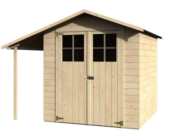 Abri de jardin bois couleur naturelle 12 mm 273x212x202 cm (3.24m²) et bûcher latéral LOVOU - Brico Dépôt