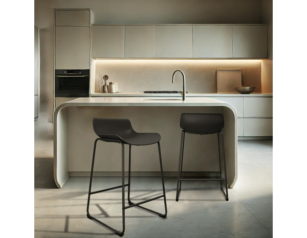 Tabouret de bar KUMO noir assise polypropylène structure acier 48x51x84 cm - Brico Dépôt