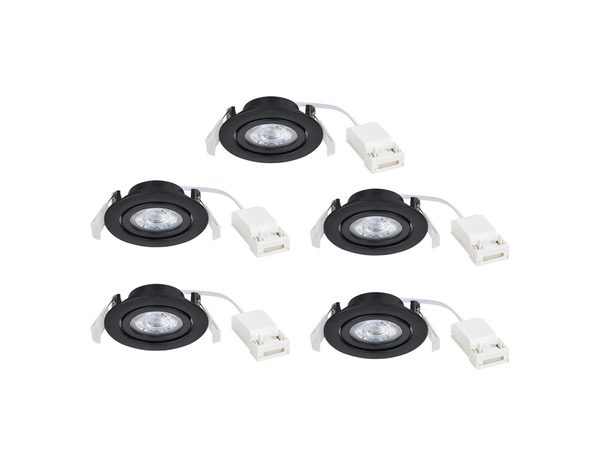 5 spots led encastrables orientables D. 8,2 cm noir 345 lumens 4000 k - Brico Dépôt