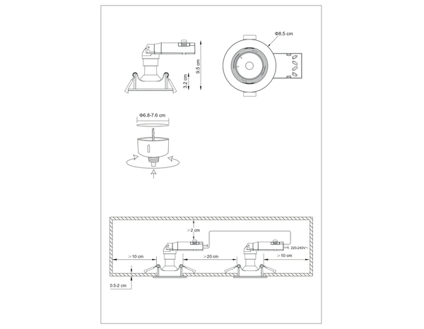 5 spots encastrables orientables D.85 mm, GU10 blanc 350 lm 2700 K - Brico Dépôt