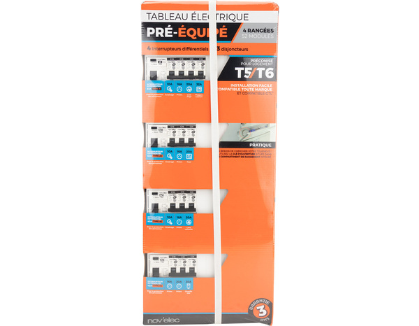Tableau pré-équipé T6 4R 52 modules blanc - Novelec - Brico Dépôt