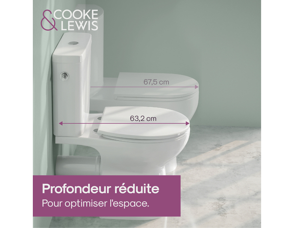 Pack wc a poser VIONA NF sans bride sortie horizontale - Dim : h.72 x l.36,5 x p. 62,4 cm - Cooke and Lewis - Brico Dépôt