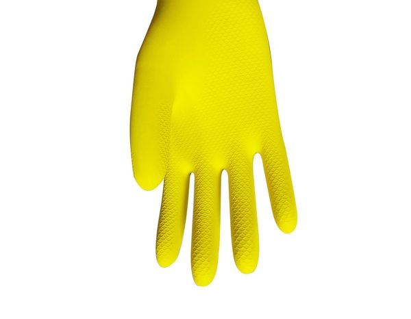 Gants ménager latex taille 7 jaune longueur 30 cm souples et résistants à l'eau - Brico Dépôt