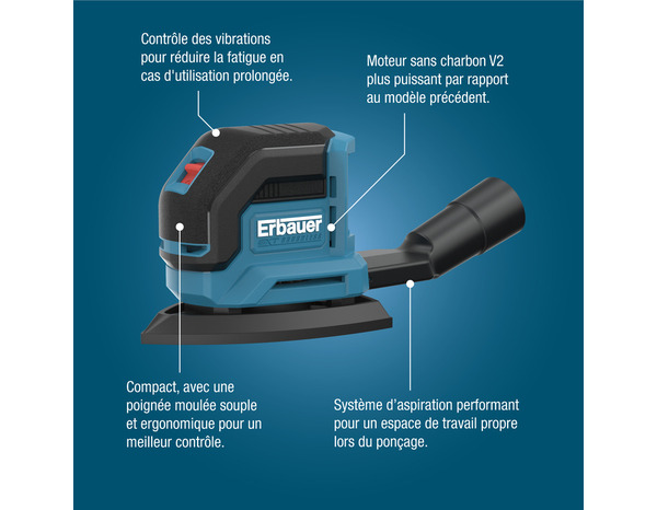 Ponceuse triangulaire sans fil 18V 150x100 mm - Erbauer - Brico Dépôt