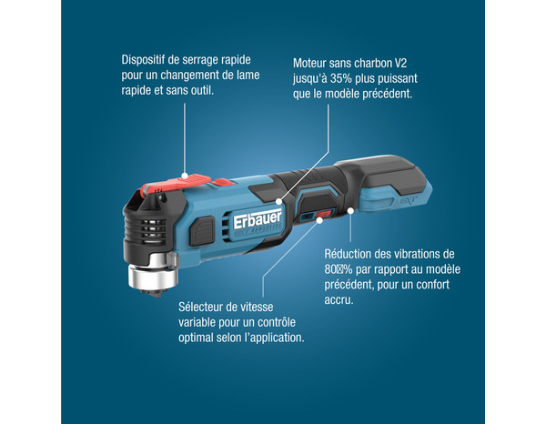 Outil multifonction sans fil 18 V 18 000 tr/min - Erbauer - Brico Dépôt