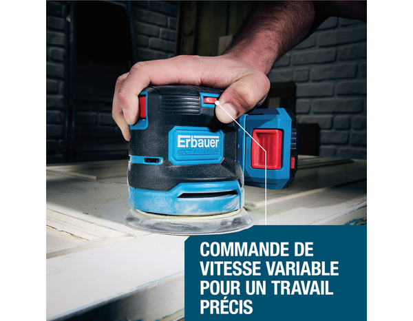 Ponceuse excentrique sans fil 18V 125 mm - Erbauer - Brico Dépôt