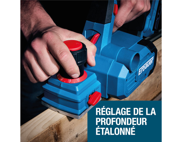 Rabot sans fil 18 V, largeur 8,2 cm, profondeur max 2 mm - Erbauer - Brico Dépôt