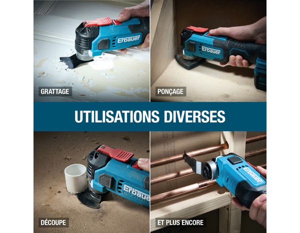 Outil multifonction sans fil 18 V 18 000 tr/min - Erbauer - Brico Dépôt