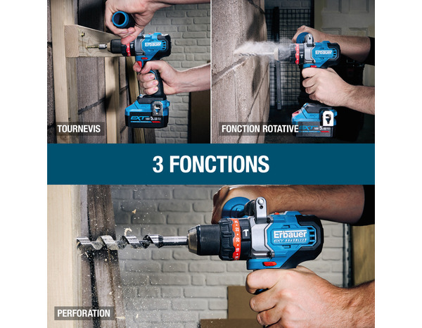 Perceuse visseuse à percussion sans fil 18V 150 Nm ELITE - Erbauer - Brico Dépôt