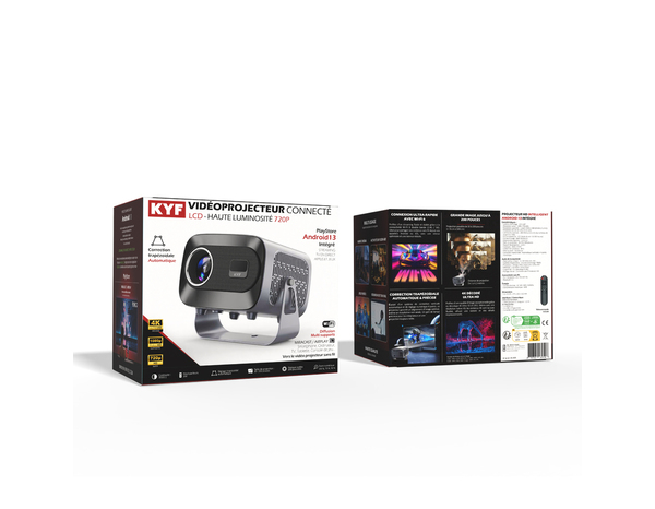 Vidéoprojecteur design rétro HD 720p/1080p LED 280 lumens wifi 6 BT 5.1, android 13 - Brico Dépôt