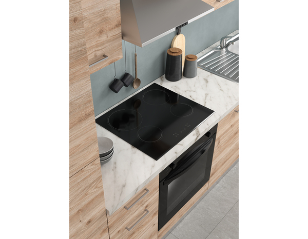 Cuisine équipée CLARITA l.280 cm décor chêne de cadis avec électroménager candy - Brico Dépôt