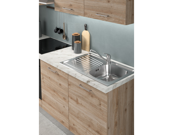 Cuisine équipée CLARITA l.280 cm décor chêne de cadis avec électroménager candy - Brico Dépôt