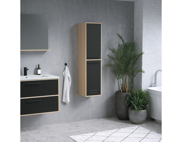 Colonne CUT bois noire laquée avec 2 portes et étagères réglables -  l30 x h120 x p30 cm - Brico Dépôt