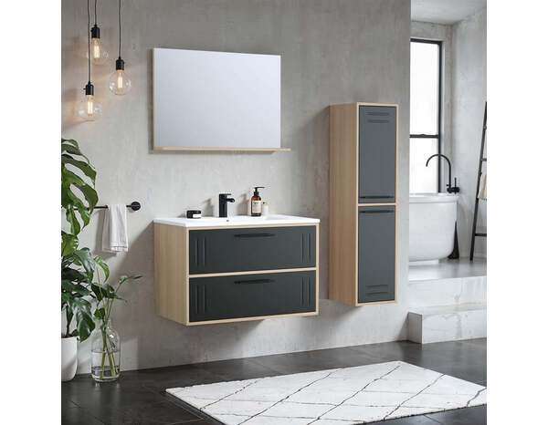 Colonne CUT bois noire laquée avec 2 portes et étagères réglables -  l30 x h120 x p30 cm - Brico Dépôt