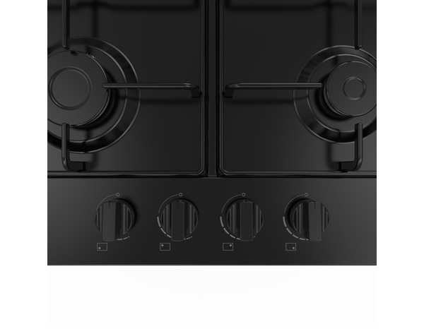 Plaque de cuisson gaz 4 feux émail noire 8500 W - 580 x 510 mm - Brico Dépôt