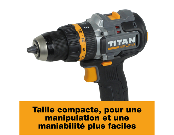 Perceuse visseuse à percussion sans fil 18V 65 Nm LED - Titan - Brico Dépôt