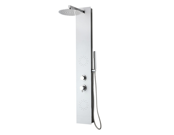 Colonne de douche en aluminium blanc tête ronde 140cm - Brico Dépôt
