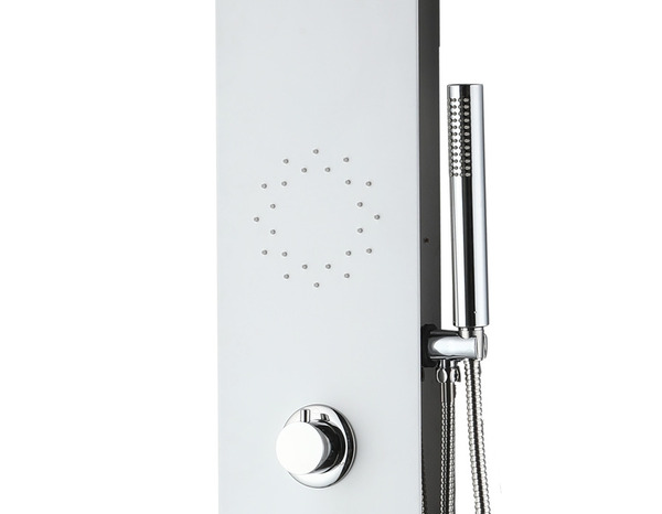 Colonne de douche en aluminium blanc tête ronde 140cm - Brico Dépôt