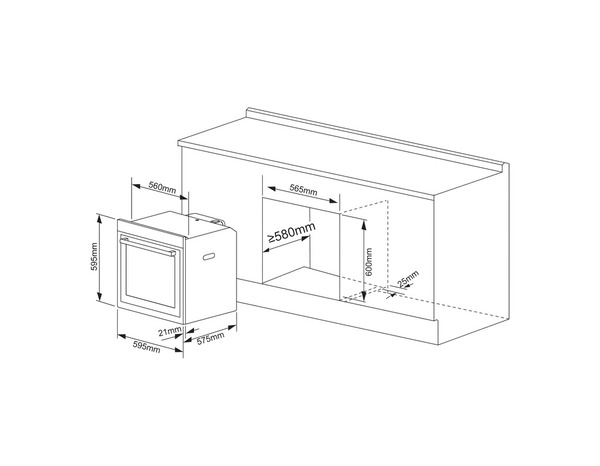 Four multifonction verre noir 70L - 59,5 x 59,5 x 55,5 cm - Cooke and Lewis - Brico Dépôt
