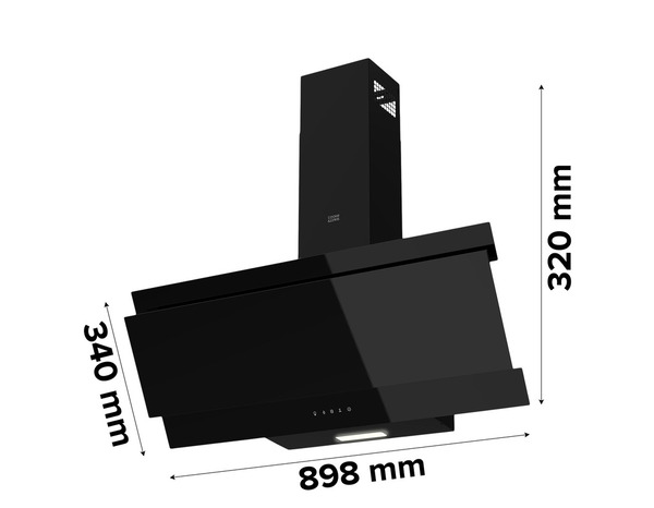 Hotte en verre noir inclinée L 89,8 cm x P 34 cm x H 32 cm - Cooke and Lewis - Brico Dépôt