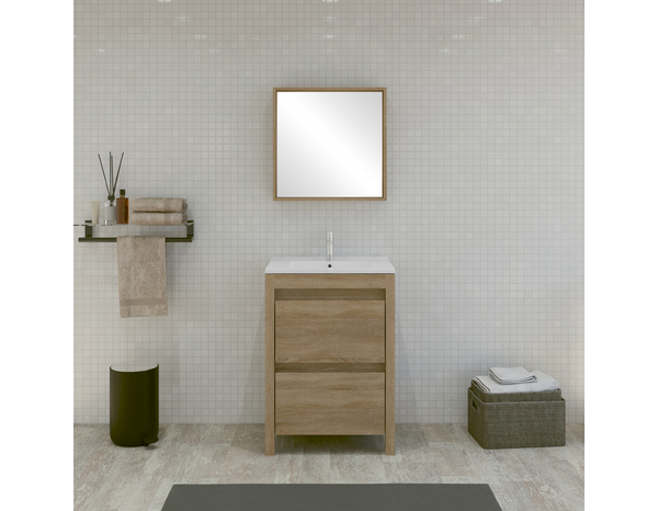 Ensemble meuble salle de bain EVASION finition mélamine effet bois - L.60 x P.46 x H.85 cm - Brico Dépôt