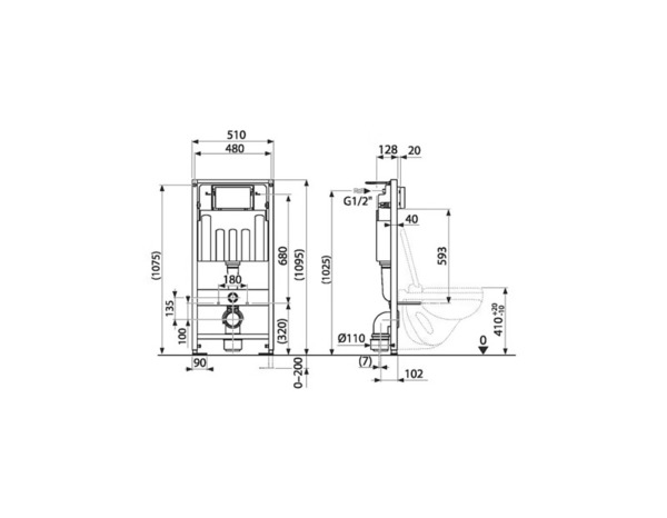 Bâti-support WC suspendu mur et sol - VILLEROY ET BOCH  - Brico Dépôt