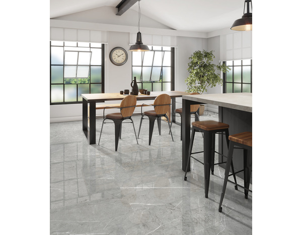 Carrelage intérieur sol et mur effet marbre gris brillant AMBOISE - 60,5 x 60,5 cm - Brico Dépôt