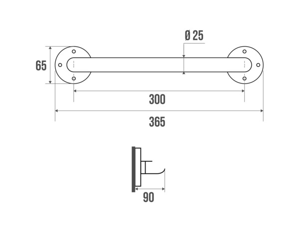 Barre de maintien blanc - P. 9 cm x H. 6,5 x EP. 2,5 cm x l. 30 cm - Brico Dépôt