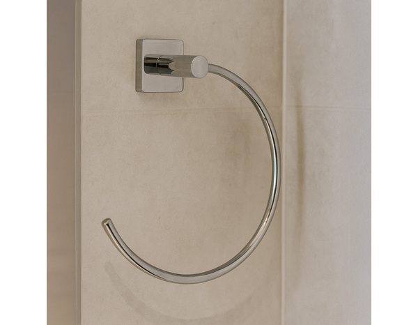 Porte serviette rond "Kaly" chromé - P. 7,1 cm x H. 19 cm x l. 17,5 cm - Brico Dépôt
