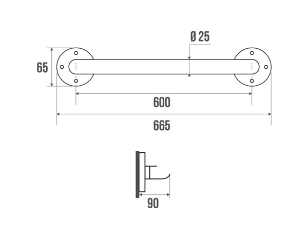 Barre de maintien blanc - P. 9 cm x H. 6,5 x EP. 2,5 cm x l. 60 cm - Brico Dépôt
