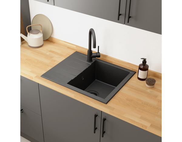 Evier résine, rectangulaire noir encastré ISING - 100x50x21 cm - Cooke and Lewis - Brico Dépôt