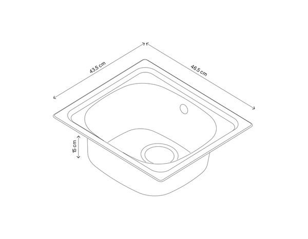 Evier inoxydable, 1 bac gris BUNT SQUARE BOWL - 46,5x43,5x15 cm - Brico Dépôt