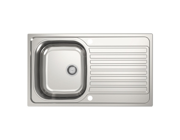 Evier inoxydable 1 bac encastré, gris, égouttoir réversible 76x43,5x16 cm - Brico Dépôt