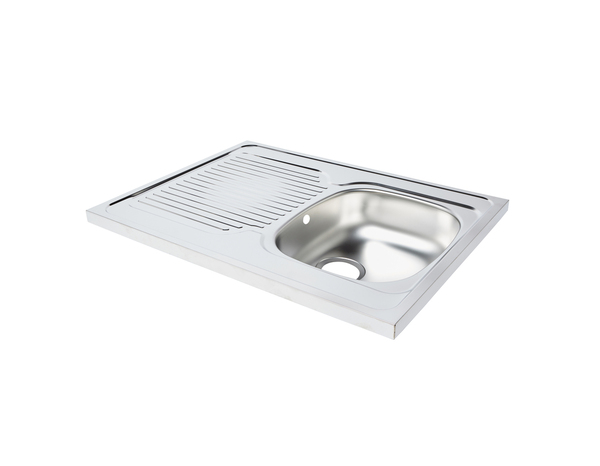 Evier inoxydable 1 bac, gris, égouttoir réversible MAYR - 80x60x16 cm - Brico Dépôt