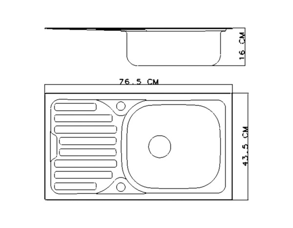 Evier inoxydable 1 bac encastré, gris, égouttoir réversible 76x43,5x16 cm - Brico Dépôt