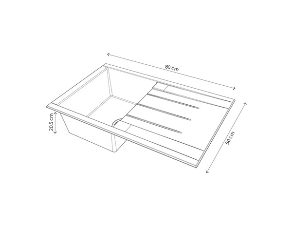 Evier résine, rectangulaire 1 bac noir, égouttoir réversible 80x50x21 cm - Cooke and Lewis - Brico Dépôt