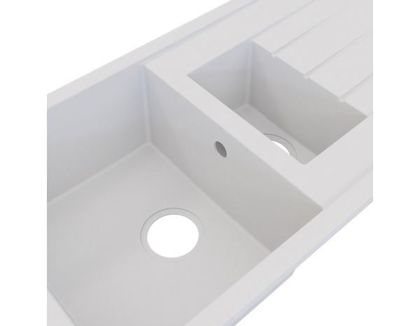 Evier résine, rectangulaire 1,5 bacs blanc encastré ISING BOWL - 100x50x21 cm - Cooke and Lewis - Brico Dépôt