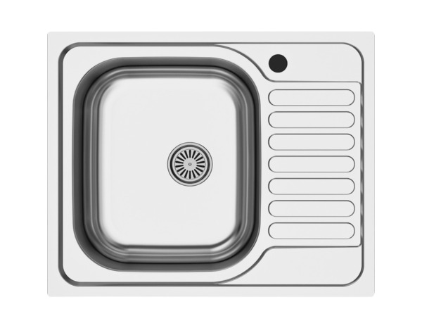 Evier inoxydable encastré, gris, égouttoir réversible  60x50x16 cm - Brico Dépôt