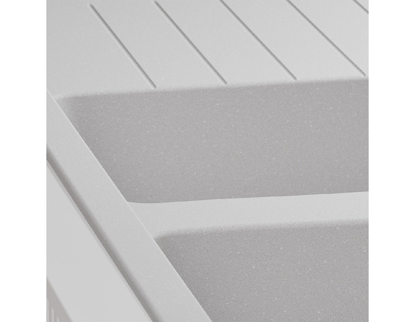 Evier quartz, rectangulaire 2 bacs blanc encastré ALLAIRE - 116x50x28,2 cm - Cooke and Lewis - Brico Dépôt