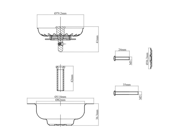 Bonde + panier pour évier inoxydable noir - 7,9 x 4,1 cm - Brico Dépôt