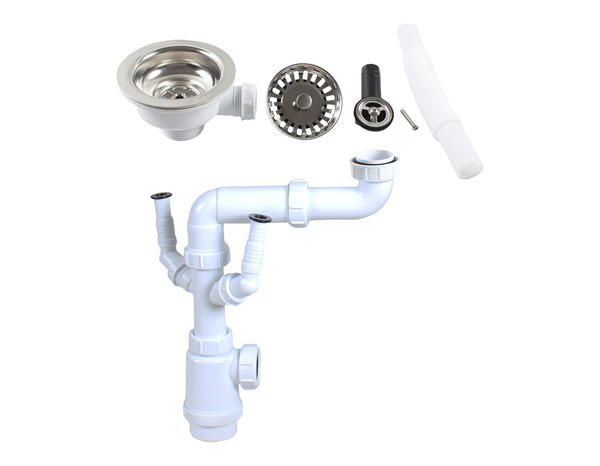 Kit de vidage évier inoxydable 1 bac blanc évacuation manuelle - Brico Dépôt