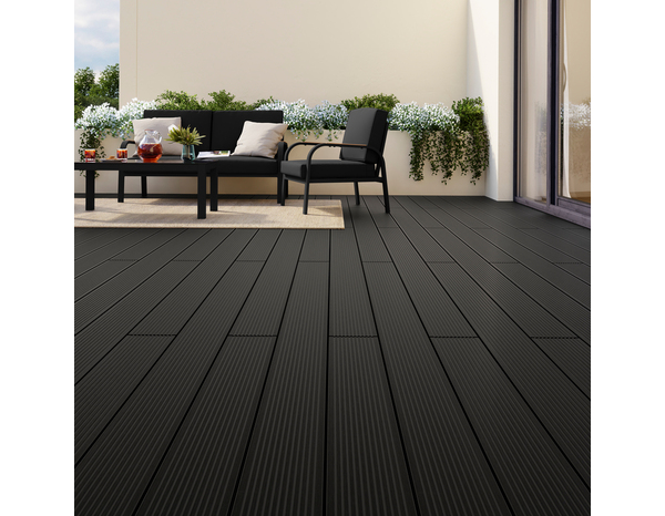 Lame composite de terrasse NEVA anthracite - 220 x 14,5 cm - Marque BLOOMA - Brico Dépôt