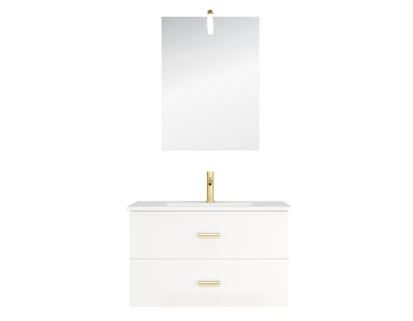 Ensemble meuble SUNNY blanc et dorée, L.80 cm + miroir 55 x 75 cm - Brico Dépôt