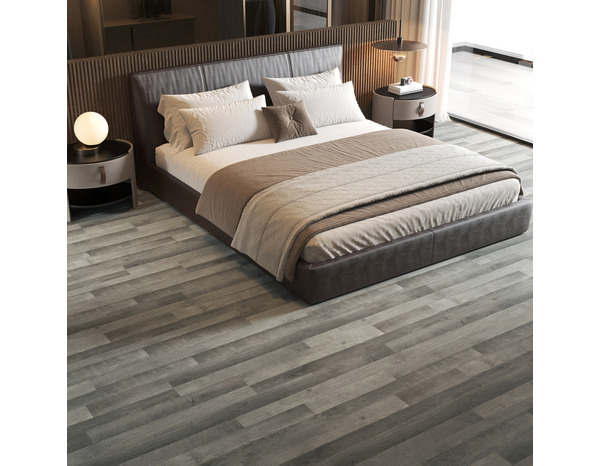 Sol PVC gris mat Ep.3,5 + 1 mm de sous-couche intégrée - 122 x 18,2 cm - Brico Dépôt