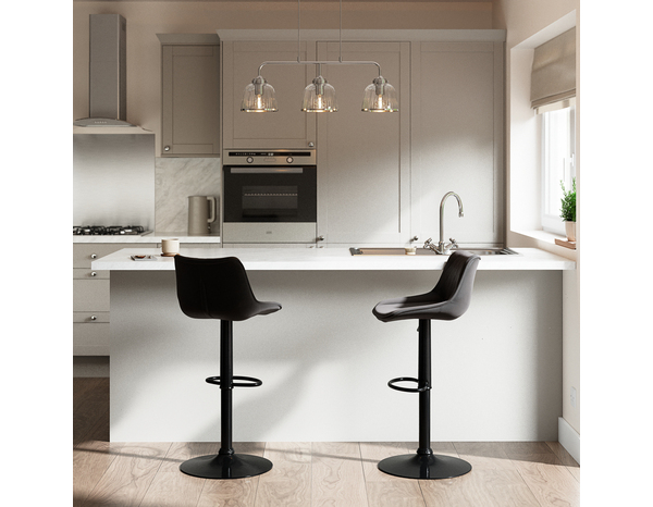 Lot de 2 tabourets noirs réglables en hauteur ALBAROSSA - H.108 x L.44 x P.52,5 cm - Brico Dépôt